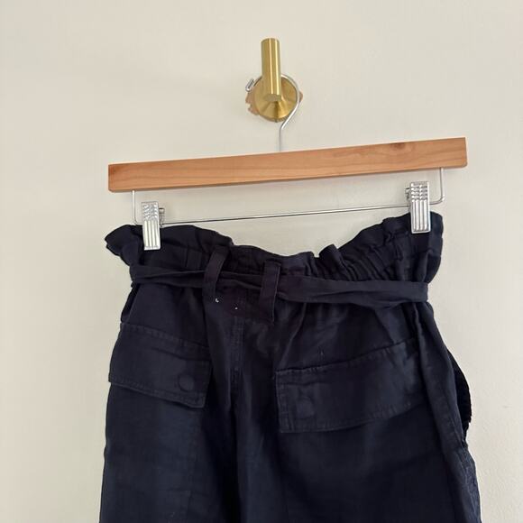 Magaschoni Linen High Rise Paperbag Shorts Black S - Picture 6 of 6